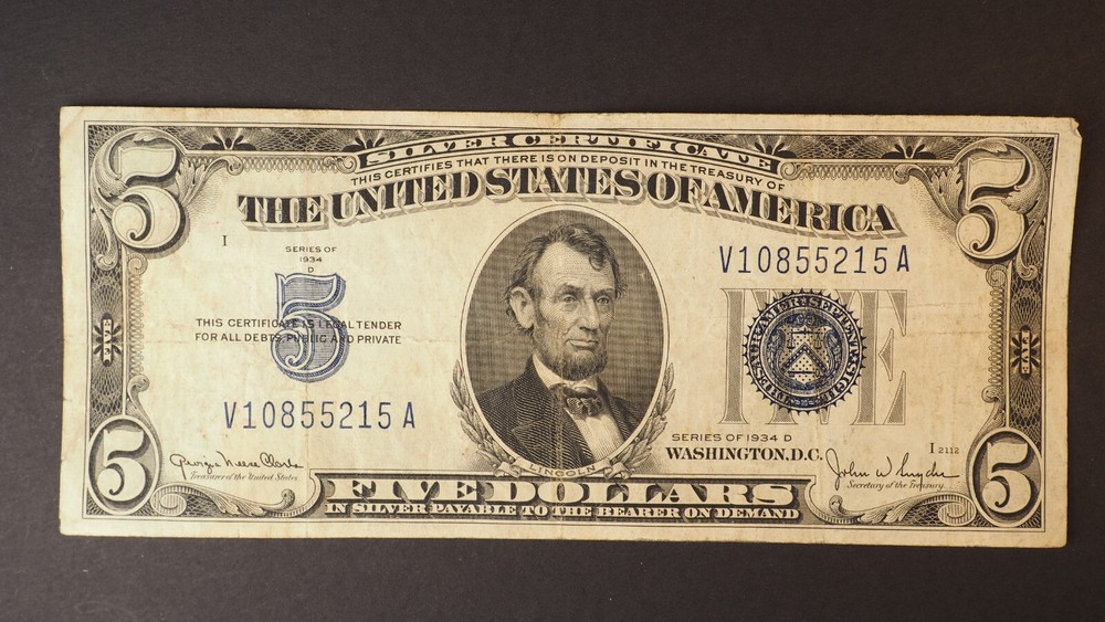 1934 D $5 SILVER CERTIFICATE *NICE   NOTE* FREE SHIPPING  S3582