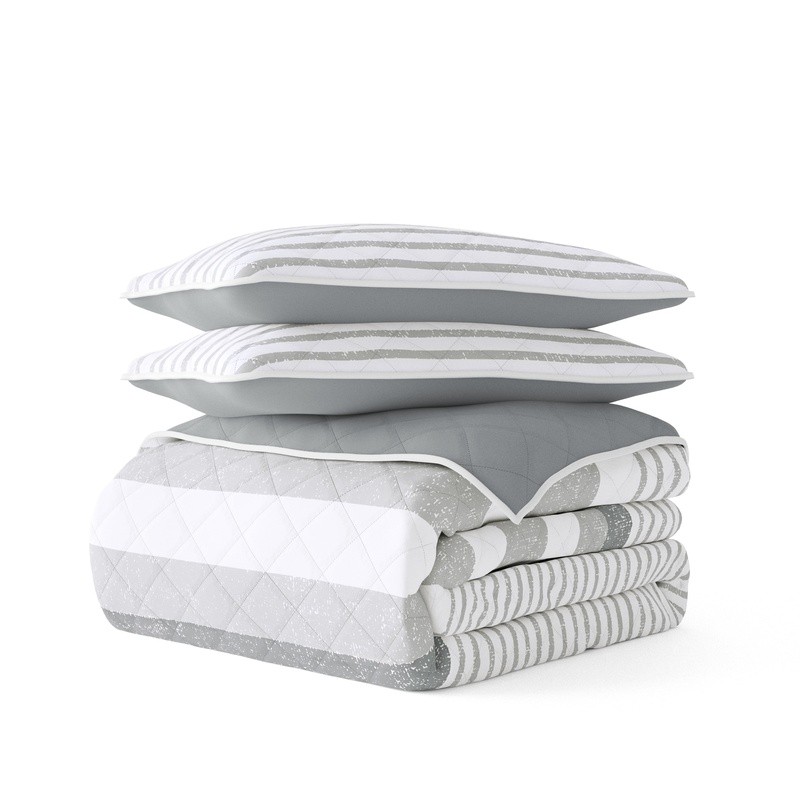 Soft Quilted Coverlet Set Hypoallergenic Reversible Down Alternative Microfiber