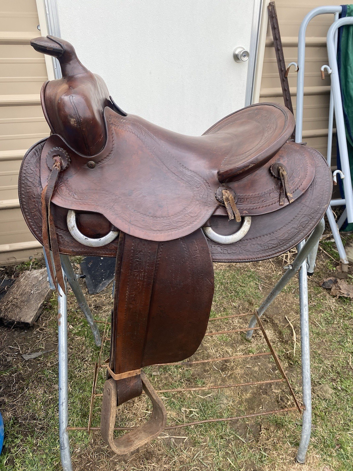 Antique/Vintage 14.5" Texas Tanning Mfg / TexTan slick seat Western saddle