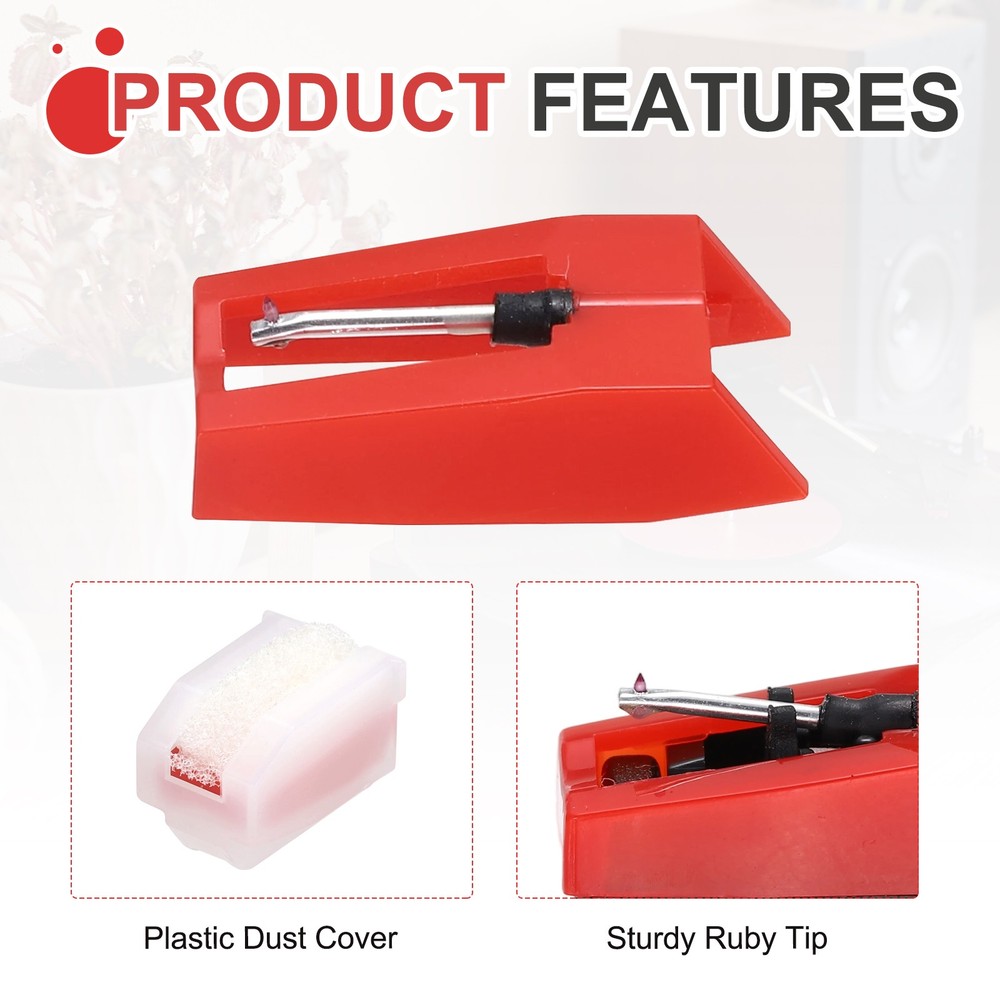 1 Pack Record Player Needle, Turntable Replacement Diamond Record Needle, Red