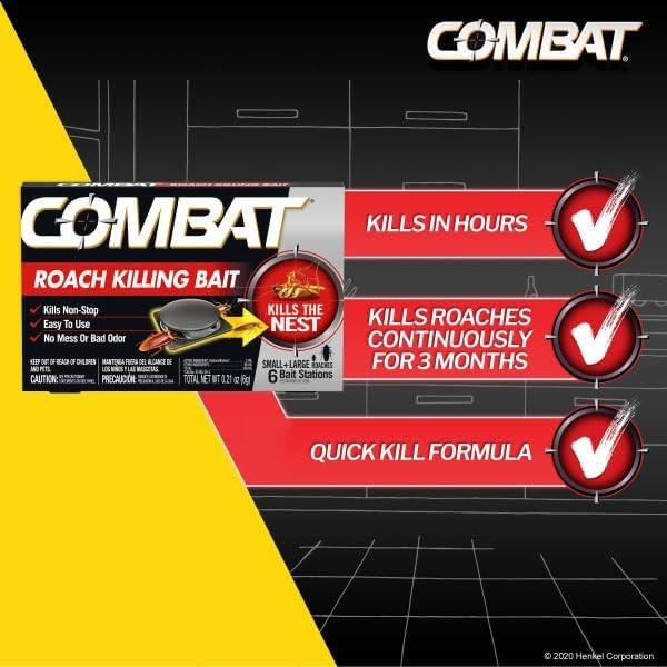 Combat Roach Killing Bait Stations for Small and Large Roaches, 6 Count...