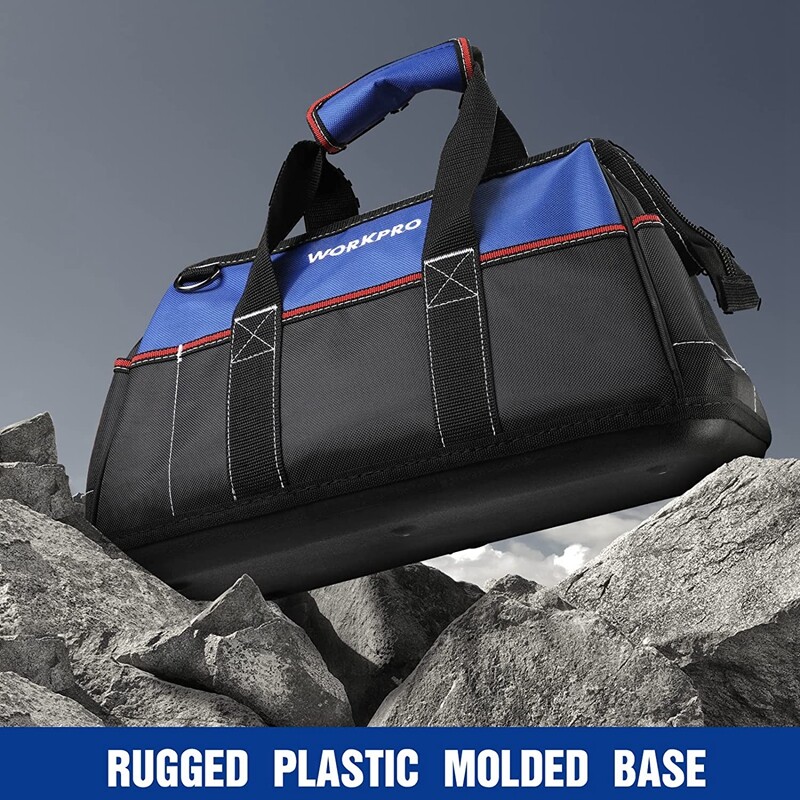 WORKPRO 16-inch Wide Mouth Tool Bag Heavy Duty Tool Storage Bag w/Shoulder Strap