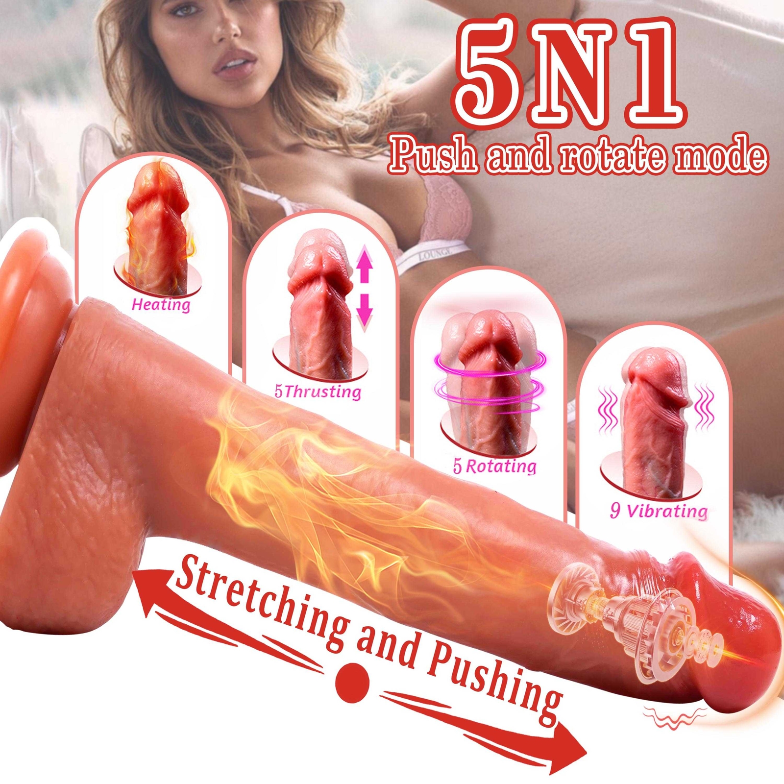 Thrusting Anal Butt Plug Dildo Vibrator Prostate Massager Sex Toys for Men Women