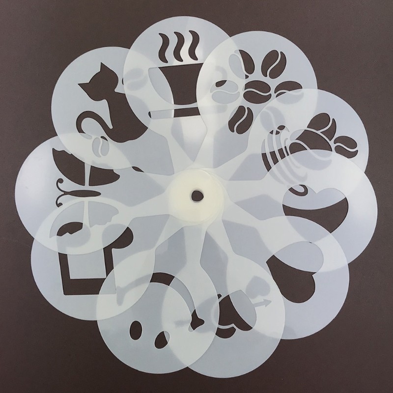 19Pcs Coffee Decorating Stencils Latte Art Mold Drawing Template Cake DIY Tools