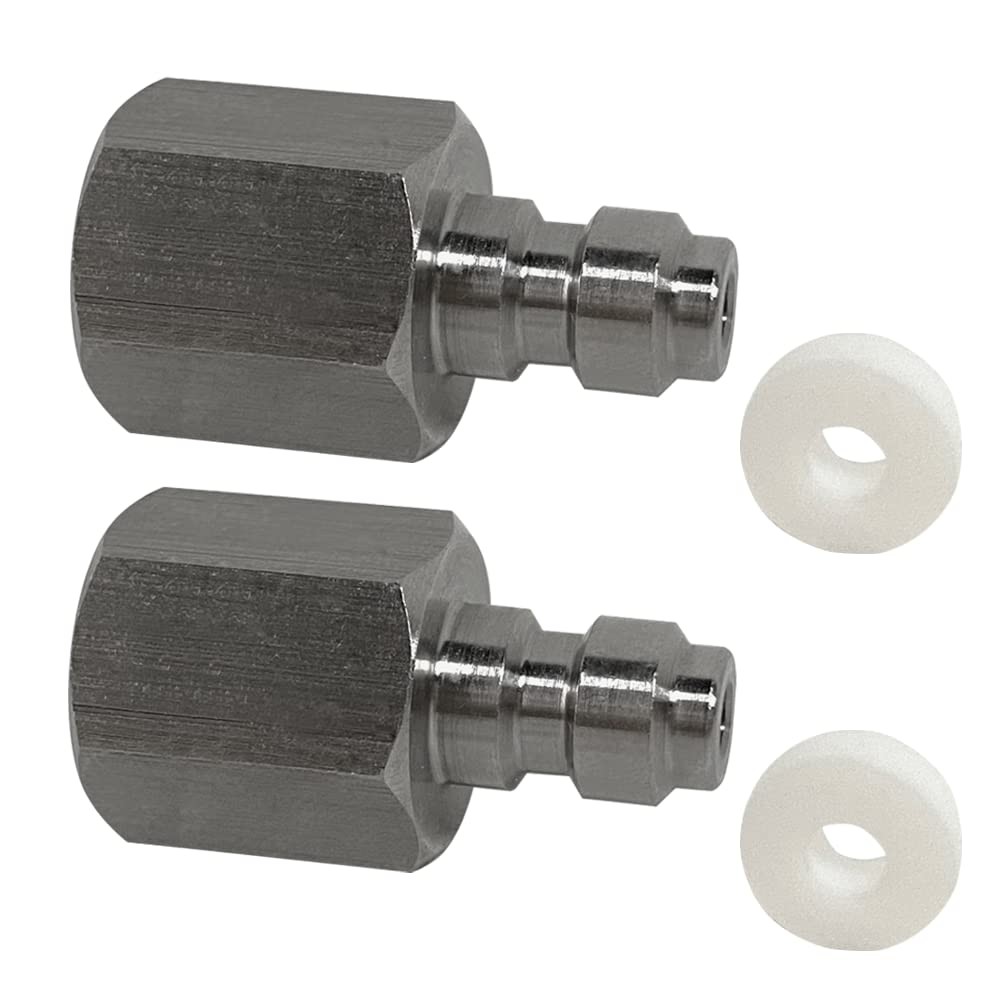 2PCS 8mm Quick-Disconnect Plug Adapter, Stainless 8mm, 1/8 BSPP - 2-Pack