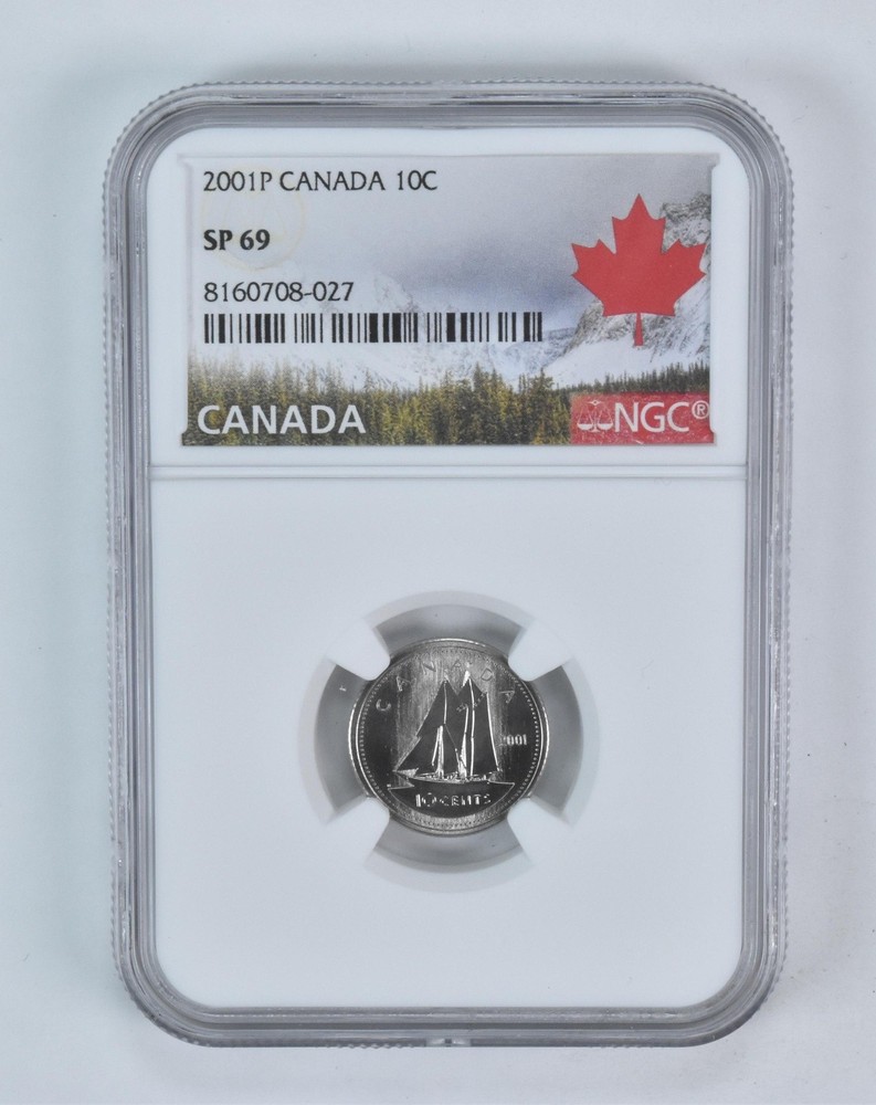 2001 P Canada 10 Cent Bluenose SP69 NGC Canada Label