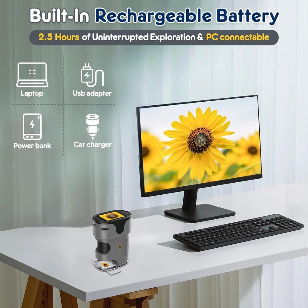 Kids Handheld Microscope 1000X Magnification Gift