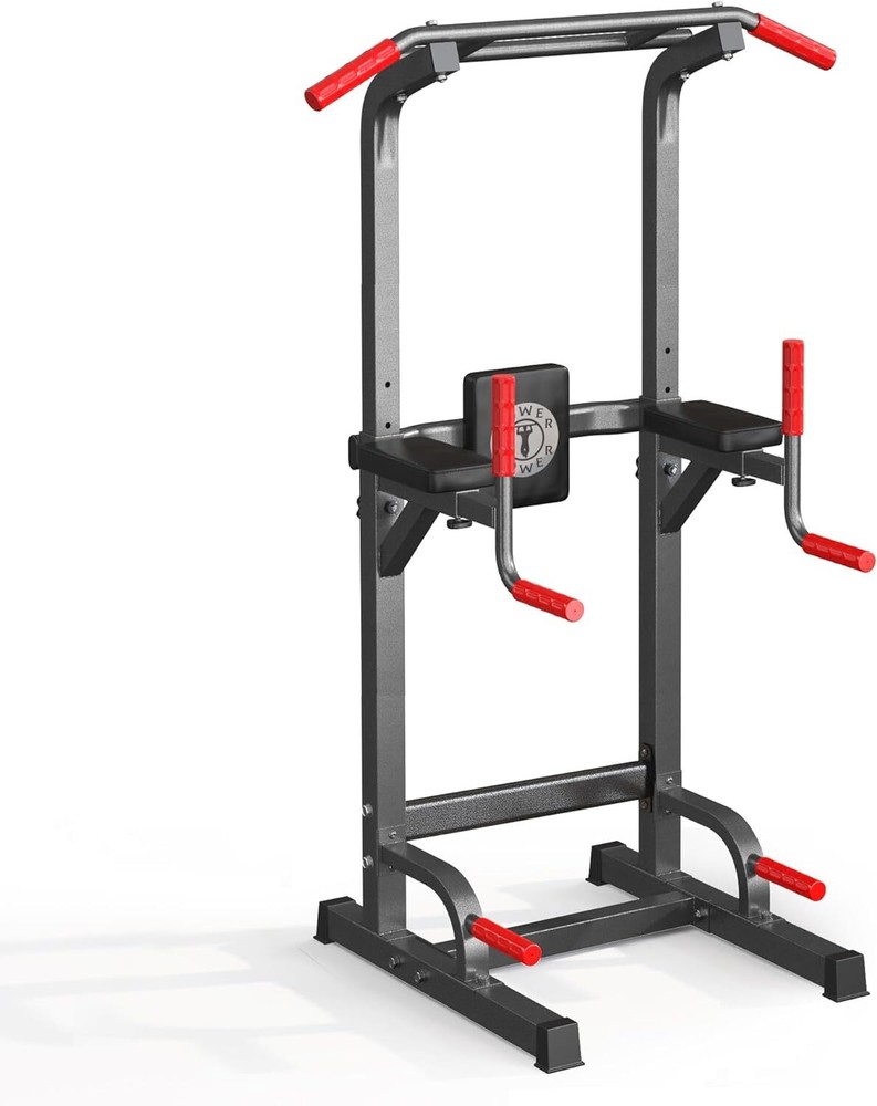 Power Tower Dip Station Pull Up Bar Workout Multi-Function Adjustable Height