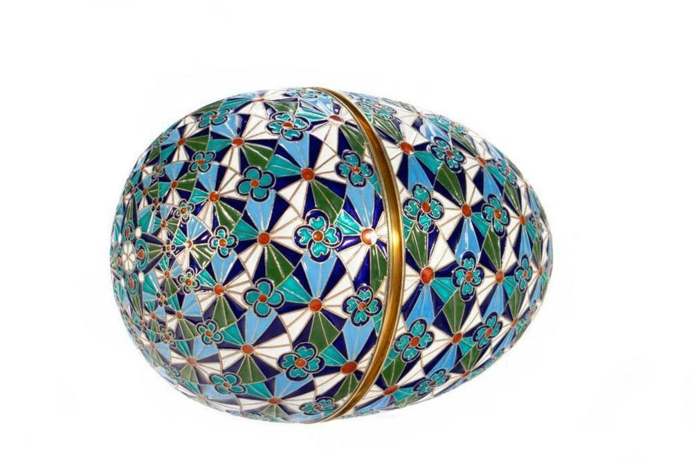 Antique Russian Enamel Silver Egg