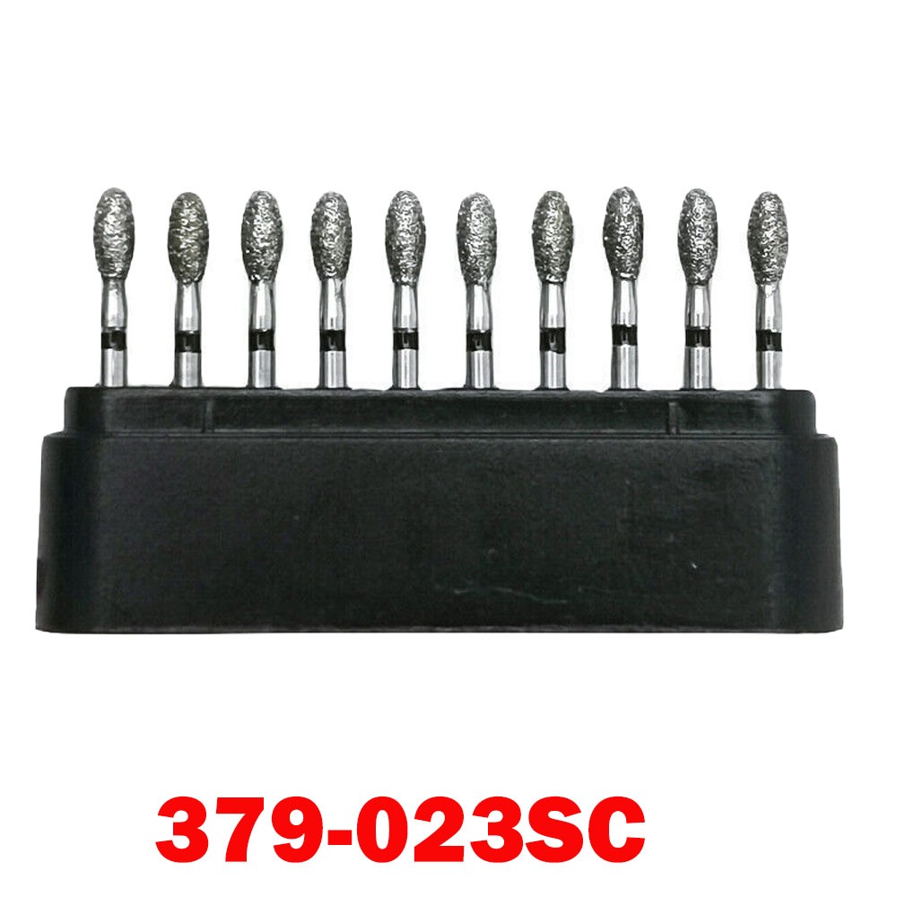 20Pcs Dental Diamond Bur FG Egg Football 379/023SC Super Coarse High Speed Black