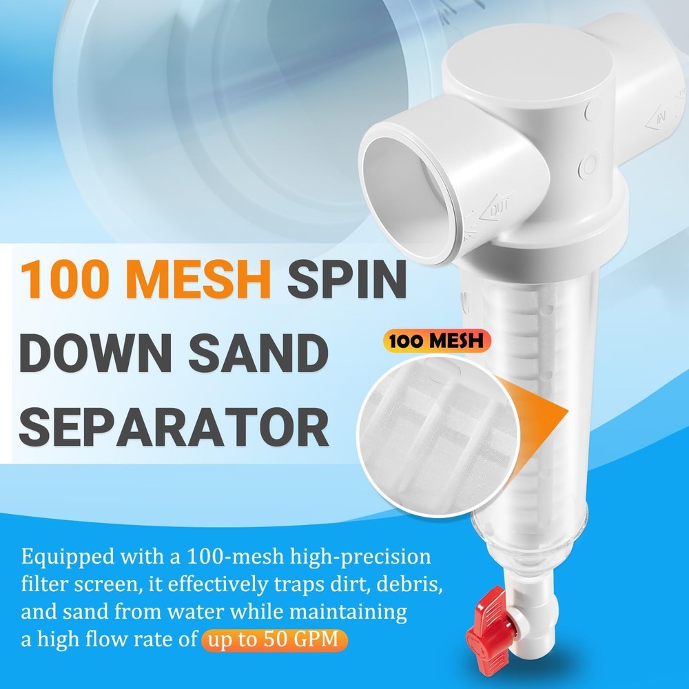 100 Mesh Spin Down 1-1/2" 50 GPM for Rusco Vu-Flow Spin-Down Filter System