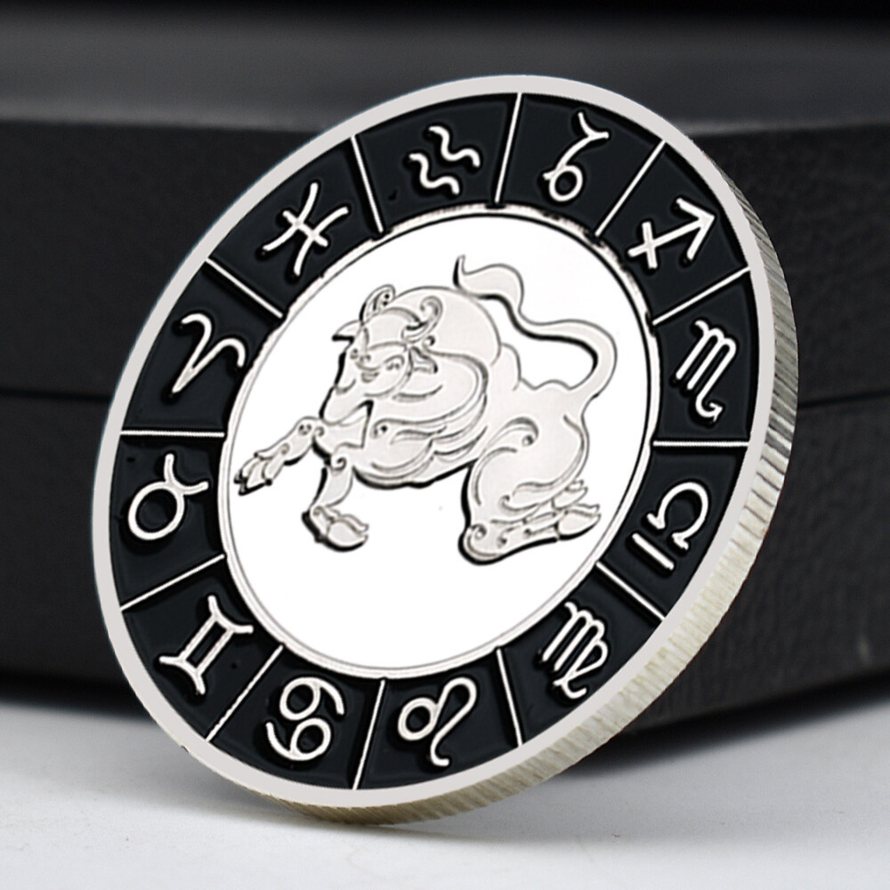 12 Constellations Metal Challenge Coin Taurus Silver Plated Commemorative Medal