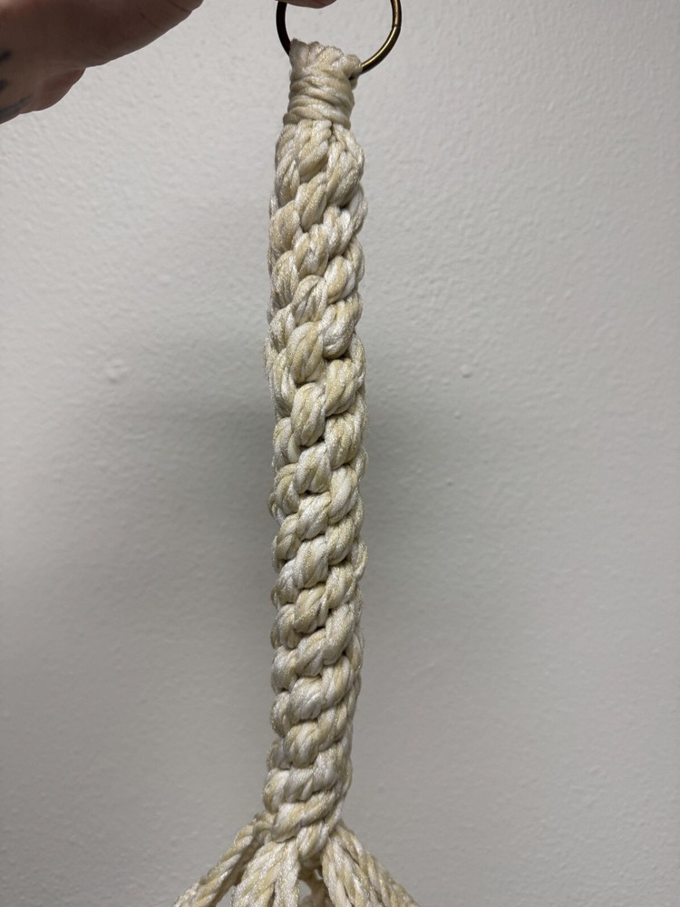 Vintage Macrame Off White Hanging Table - Classic Design - 1970 40”