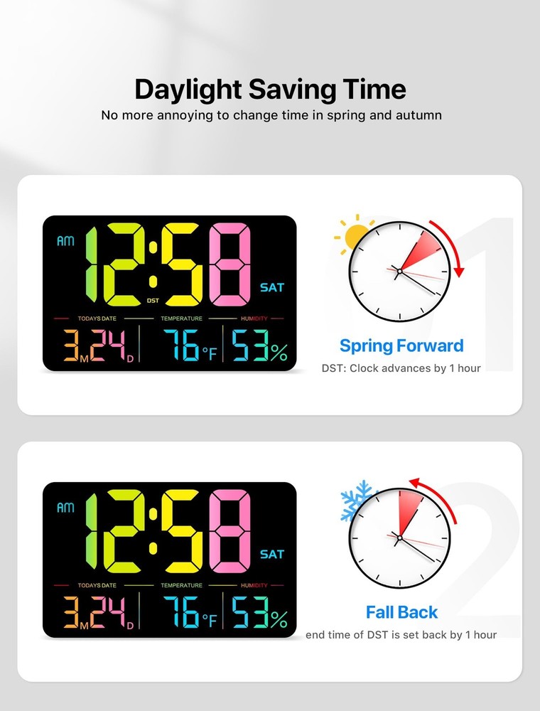 MASHI Digital Clock, 13" Large Display Digital Wall Clock, Adjustable Brightn...