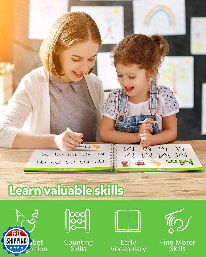Coogam Learn to Write Workbook, Numbers Letters Practicing Book, ABC Alphabet