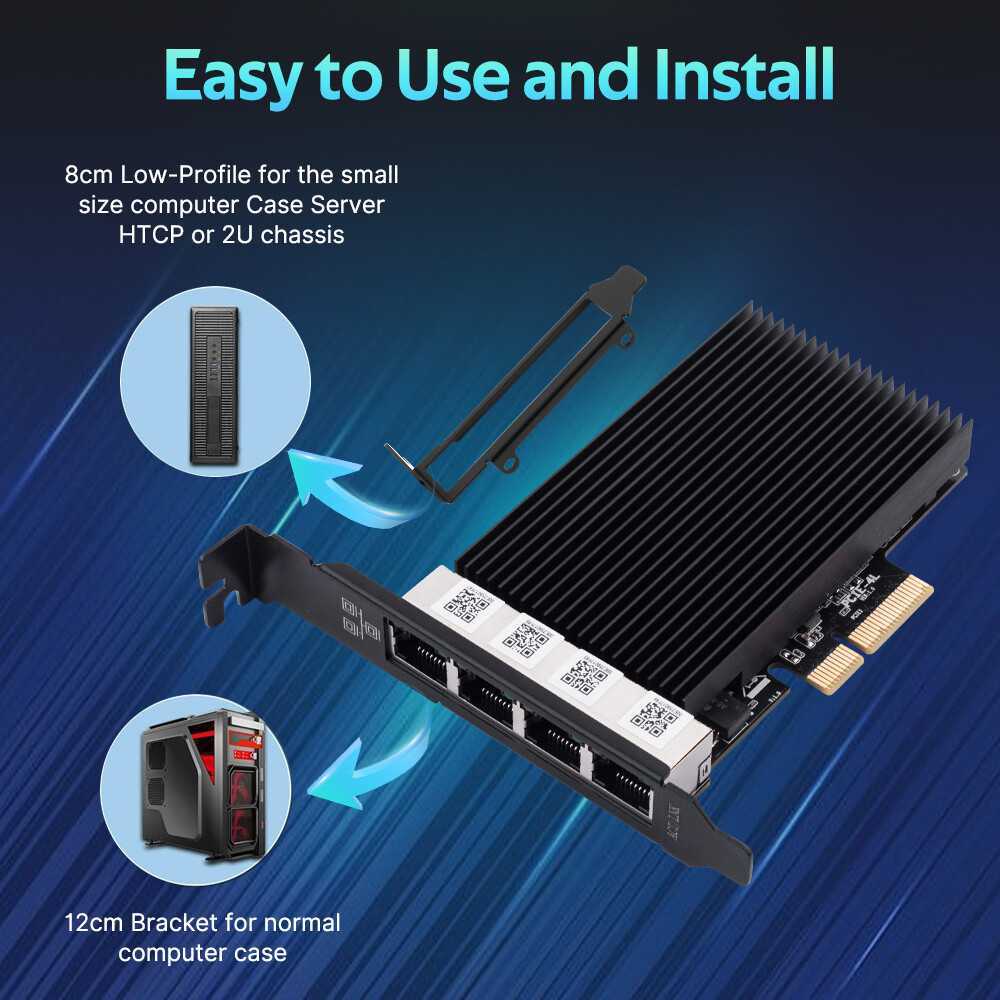 Gigabit Quad RJ45 port NIC with Intel I226 Chip Network Card Ethernet Adapter PC