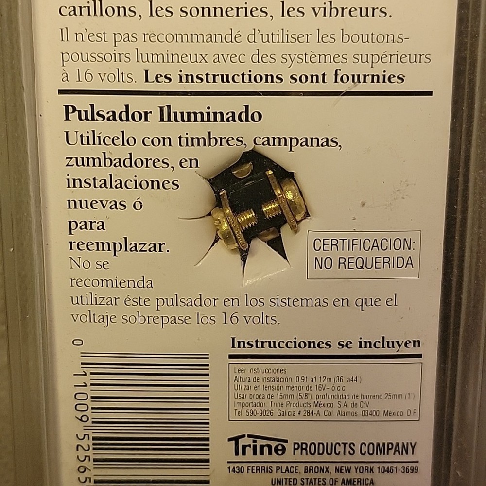 Trine Push Button 455G White Wired From 1994