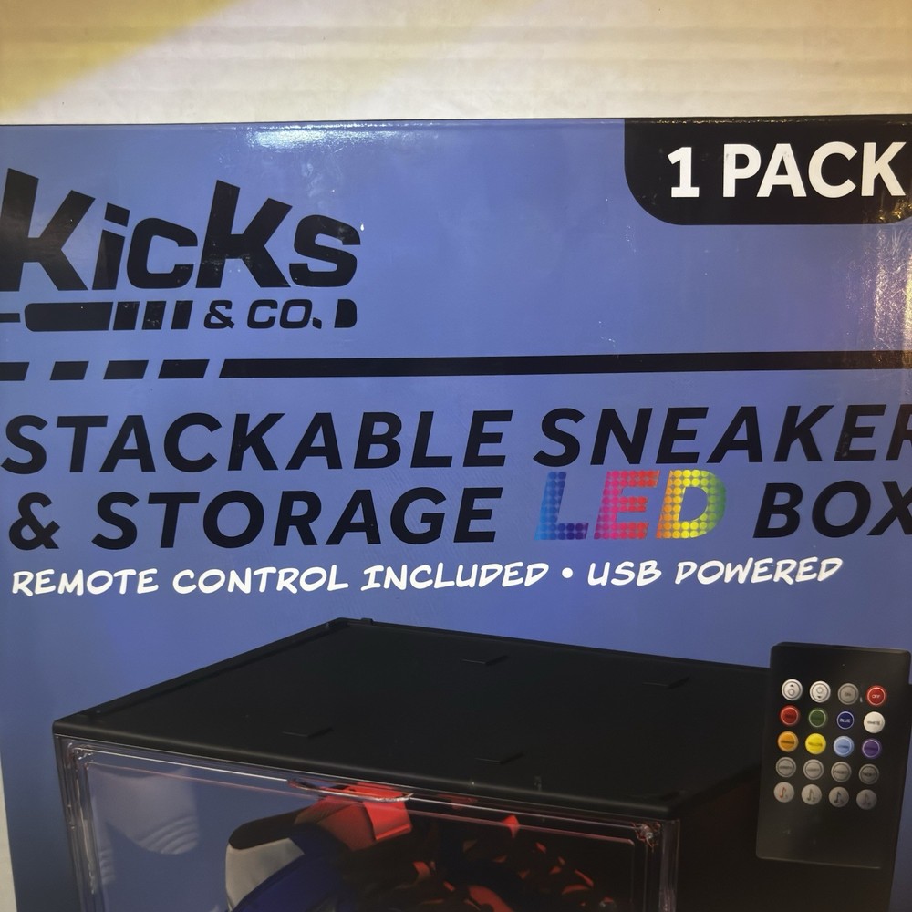 Kicks & Co. Stackable Sneaker RGB Led Display Case Magnetic Shoe Box US 13.5 USB