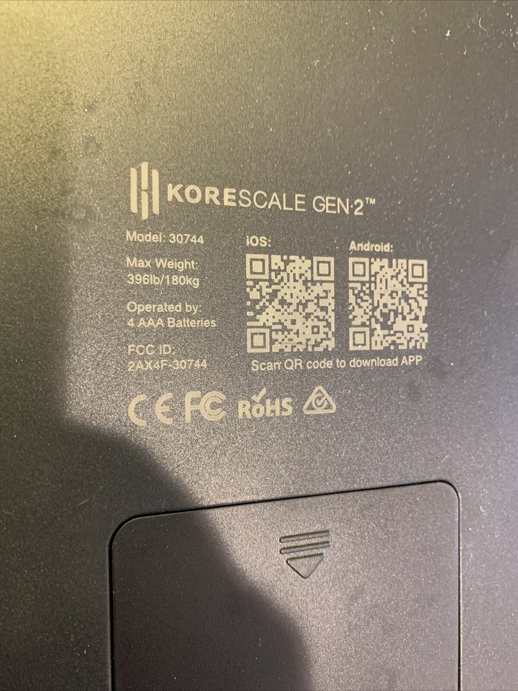 Korescale Gen 2 Bathroom Scale in Black - Digital Bluetooth Scale - Tested