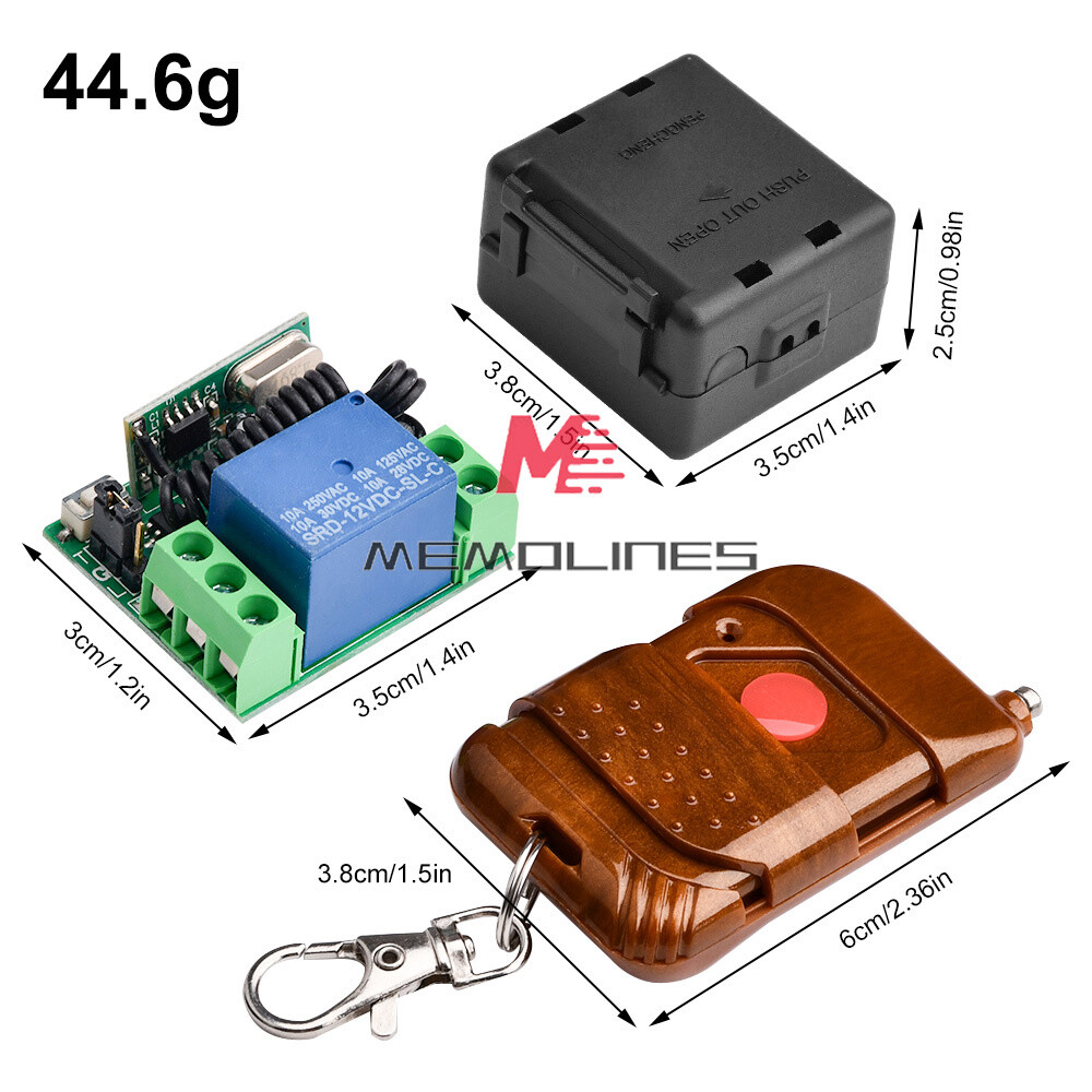 DC 12V 10A Relay 1CH Wireless RF Remote Control Switch Transmitter+ Receiver USA
