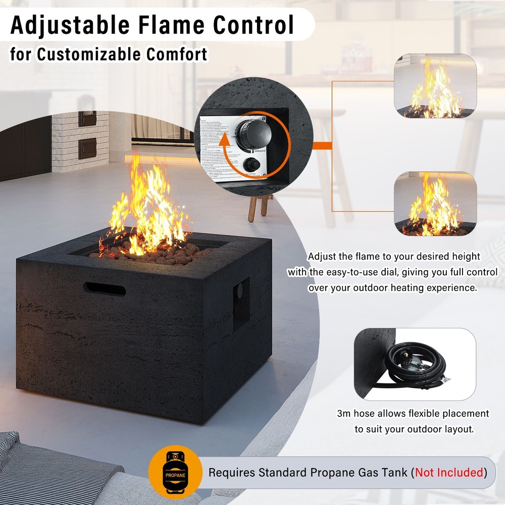 24'' Square 40000 BTU Propane Outdoor Fire Pit Table