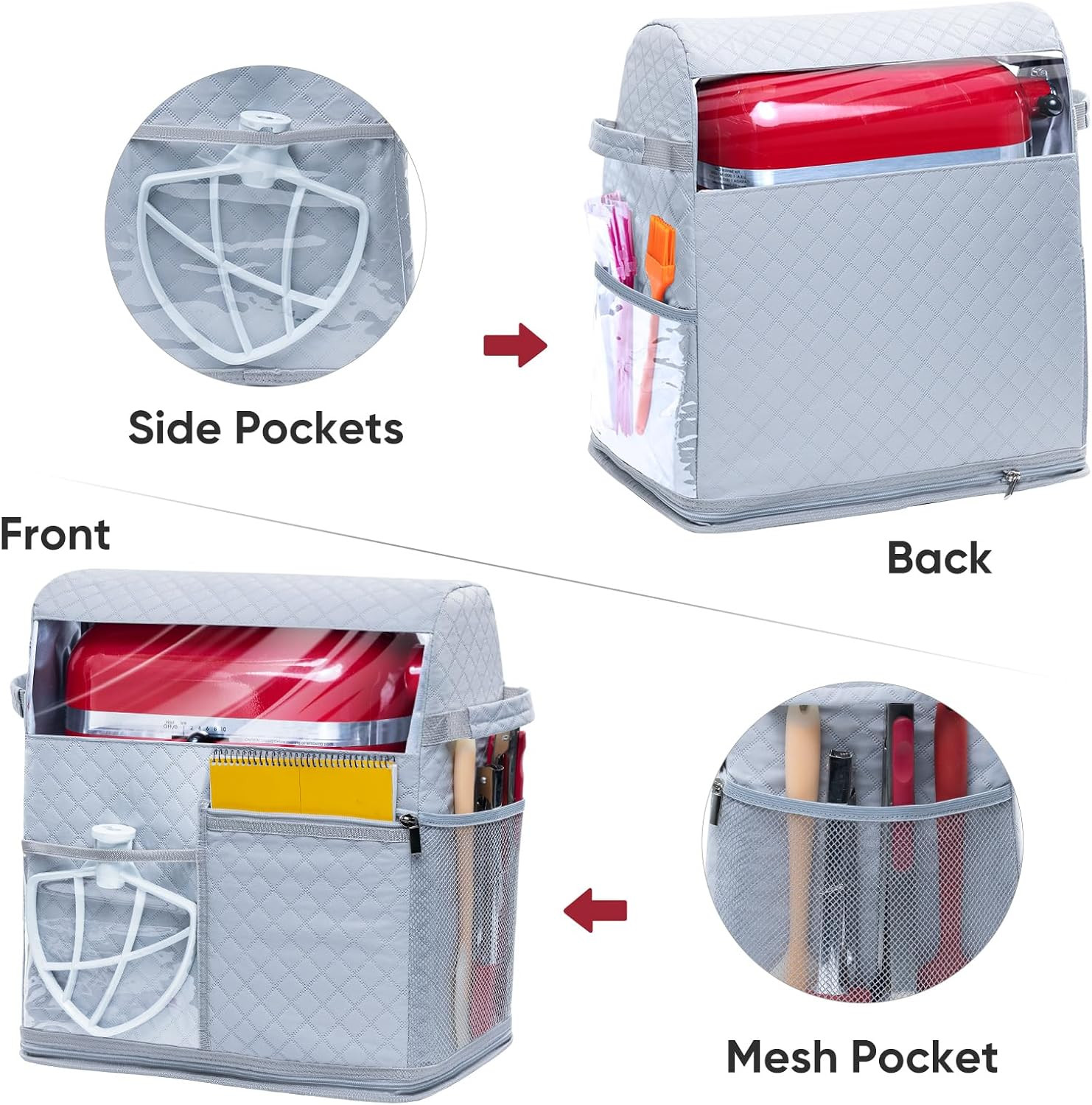 Stand Mixer Cover with Detachable Appliance Sliders Base Compatible with Kitchen