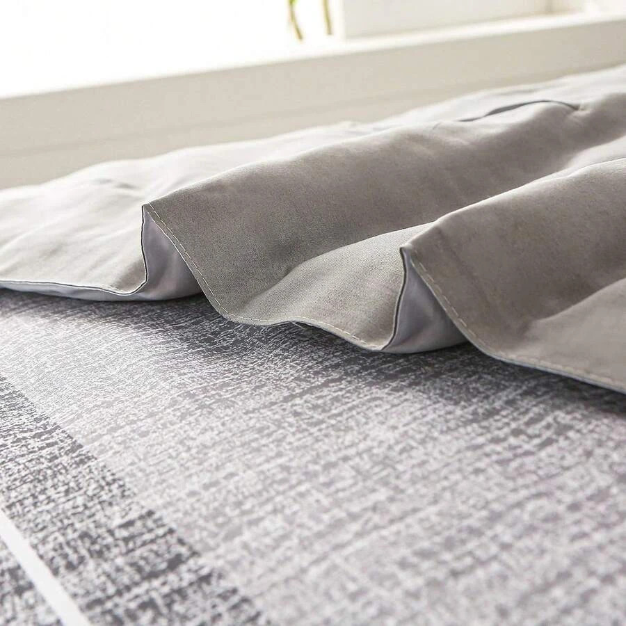 7 Piece Bed Bag Comforter Queen Fashion Solid Color Stripes Sheet