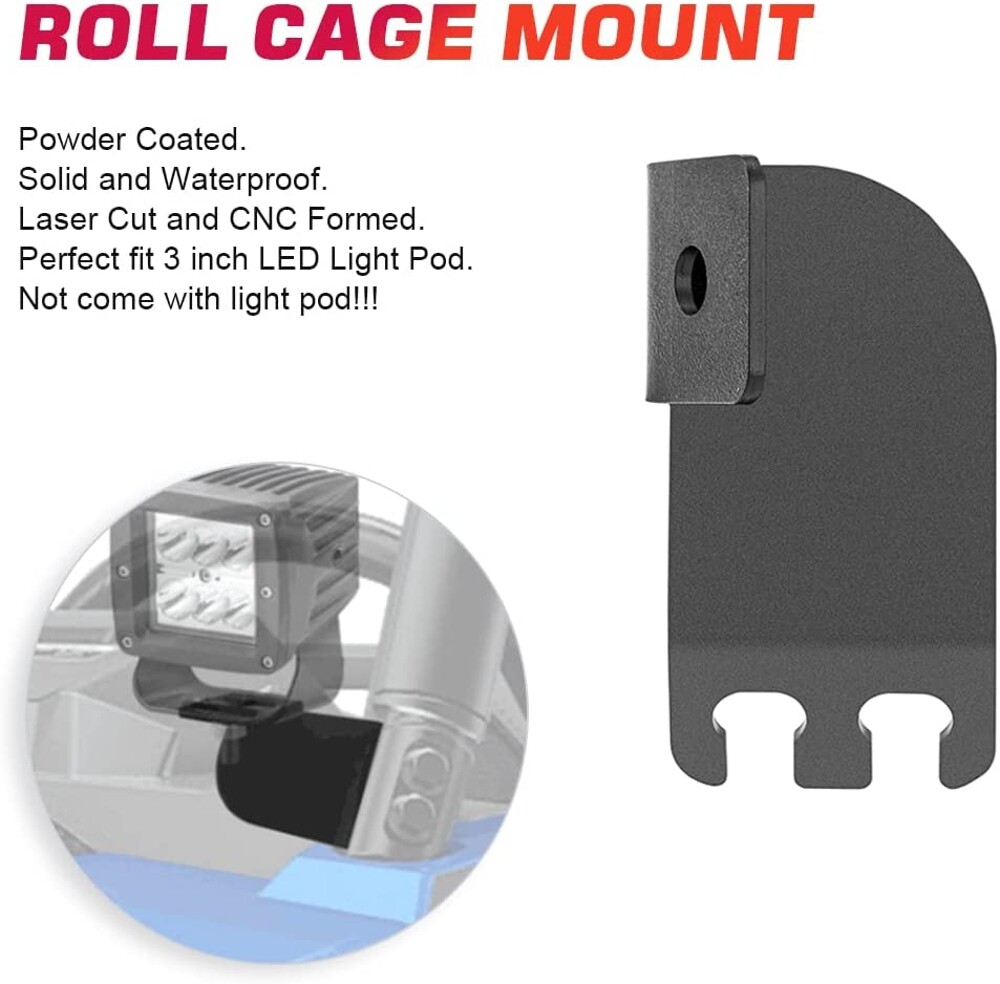 A Pillar Mount Front Roll Cage Cube Light Bracket For 2016-2023 Polaris General