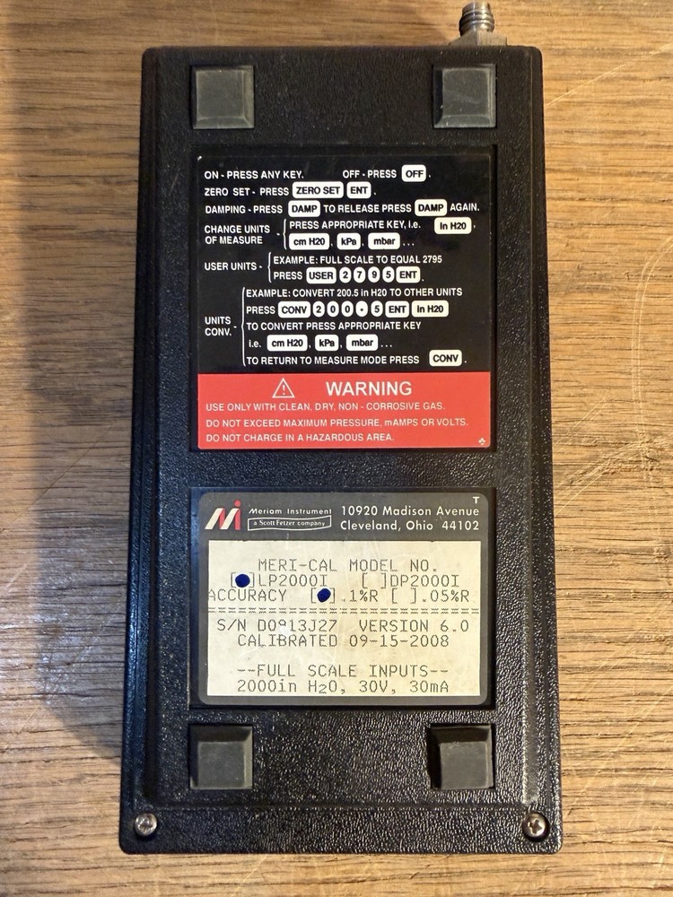 MERIAM Meri-Cal LP2000I Digital Manometer/Calibrator