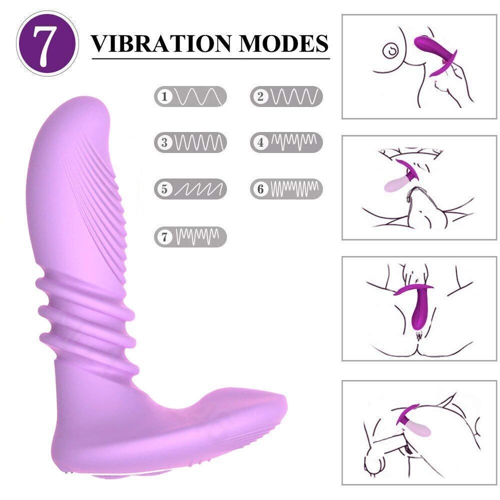 Wearable Remote Control Vibrating Thrusting Stroking Clit G-spot Vibrator Dildo