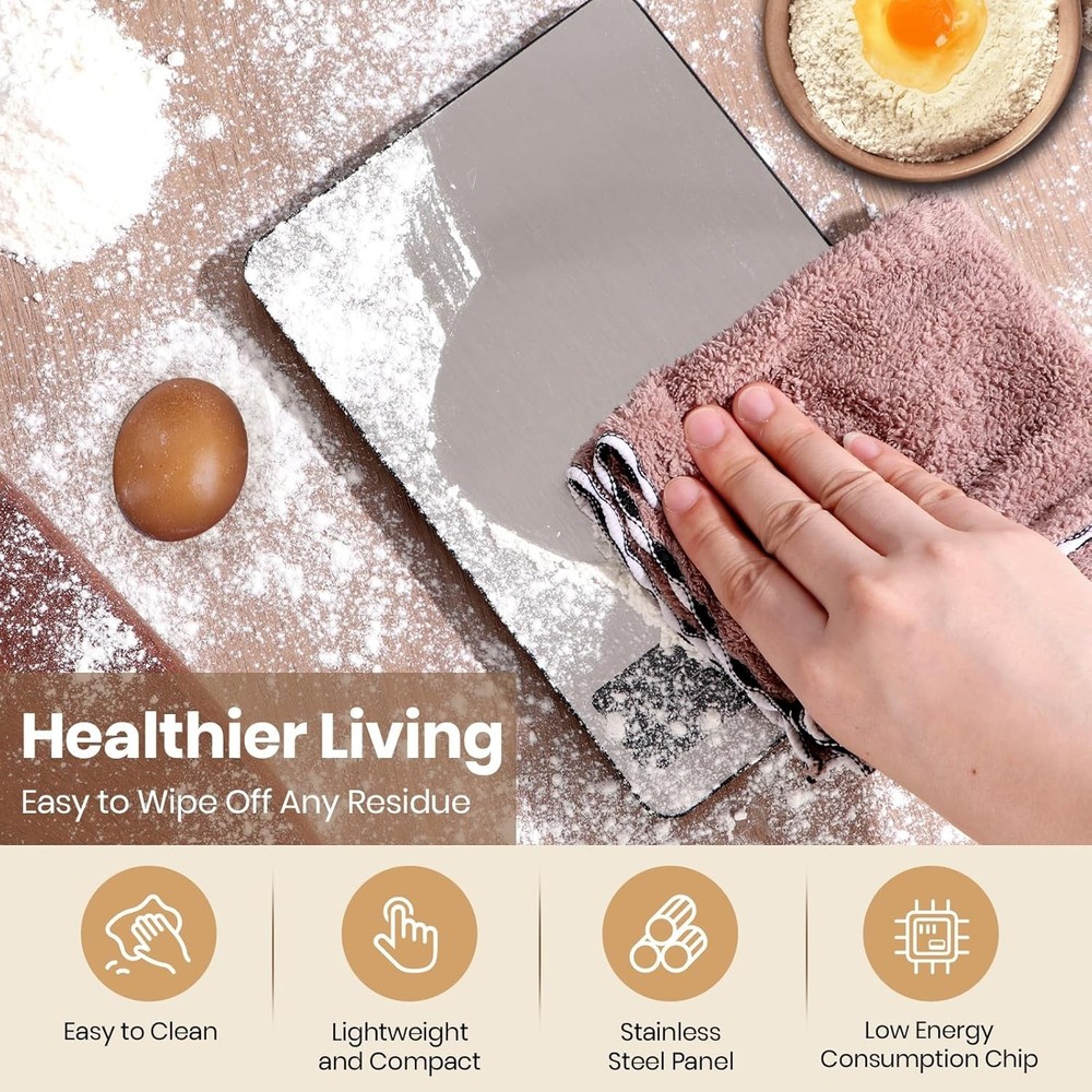 Precision 11lb Digital Food Scale with LCD Display & Tare Function in Stainle...