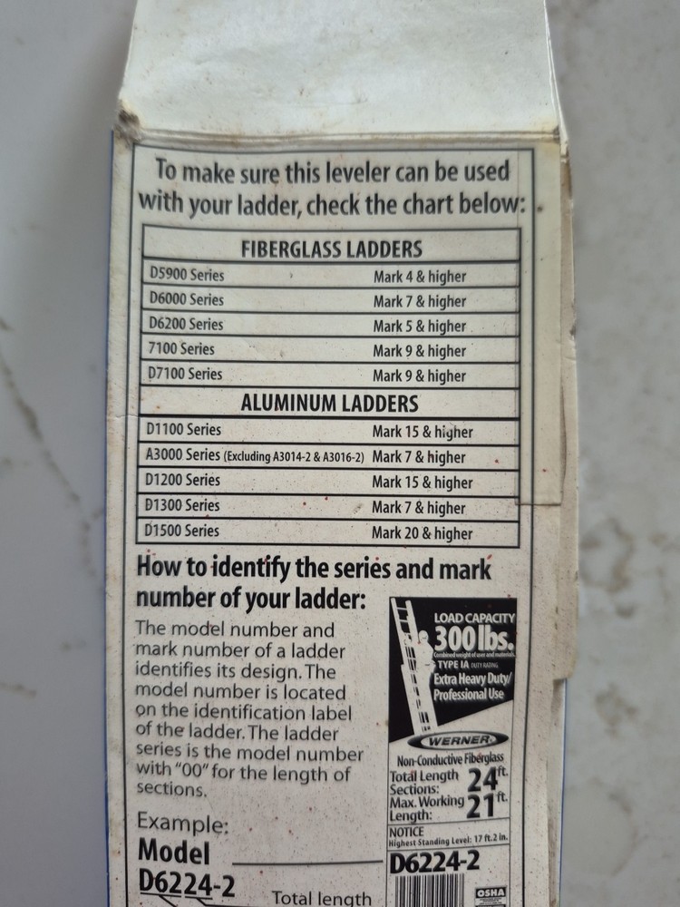 Werner PK40-1 Ladder Leveler - Level Pro - with Push Button Release - USA - NEW