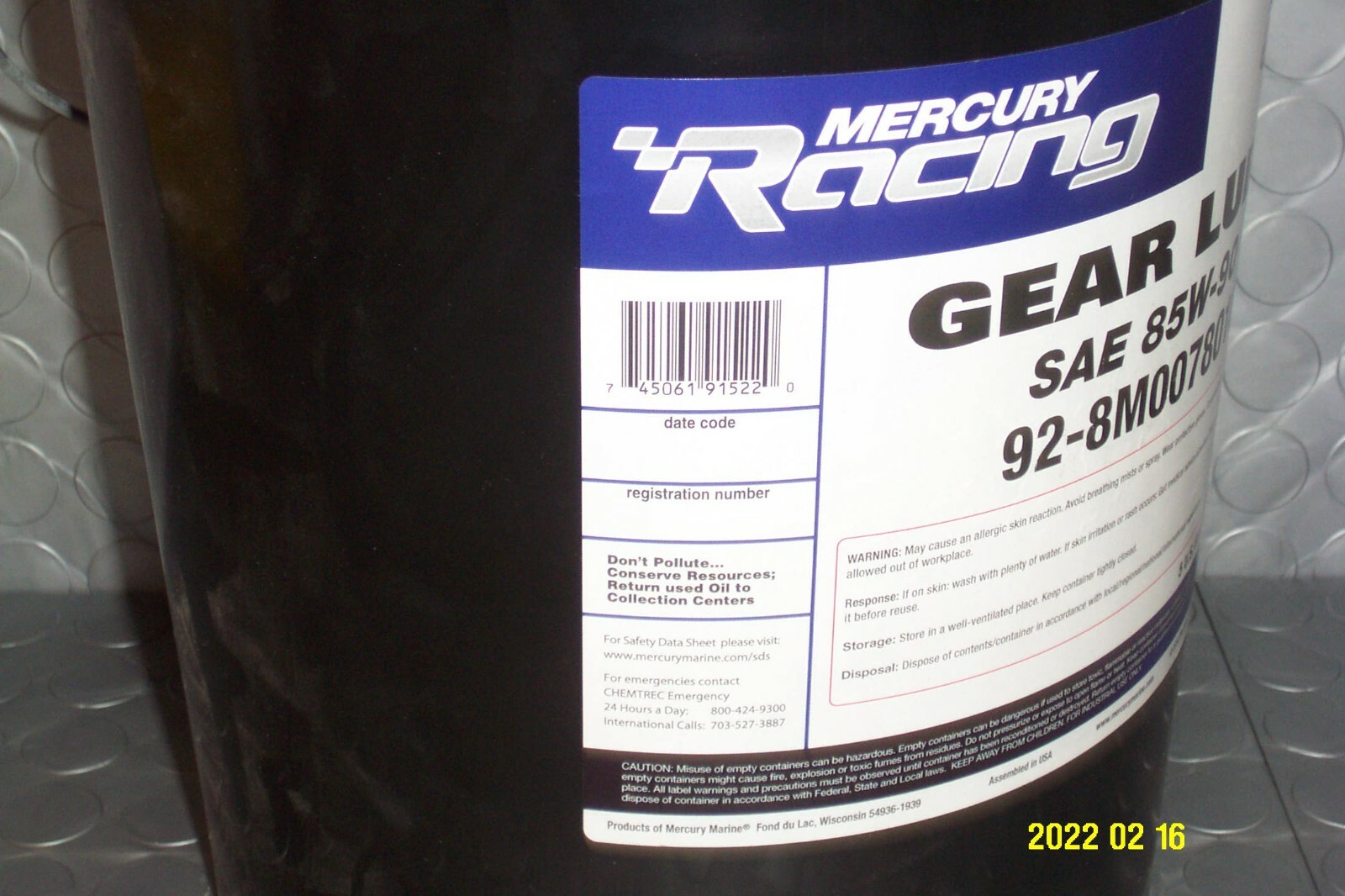 Mercury Racing Gear Oil 85w 90 Marine High Performamce 5 Gal OEM 92-8M0078016