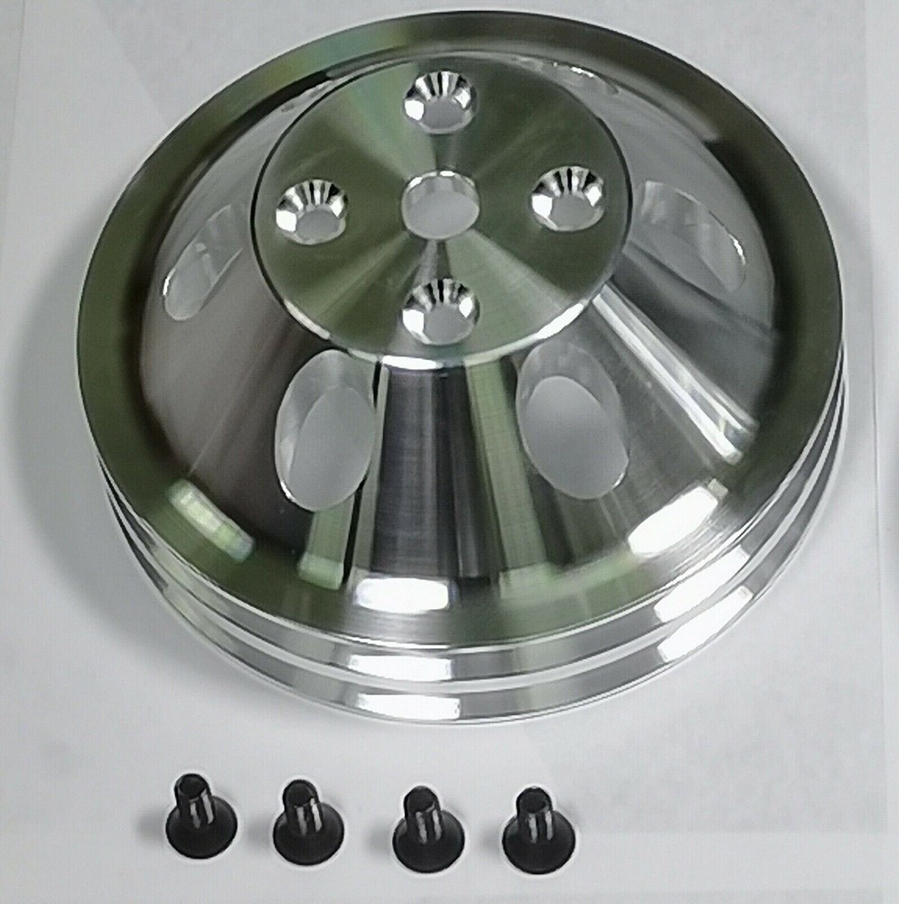 SBC V-Belt Pulley Kit Power Steering 283-400 Chevy Small Block LWP High Mount