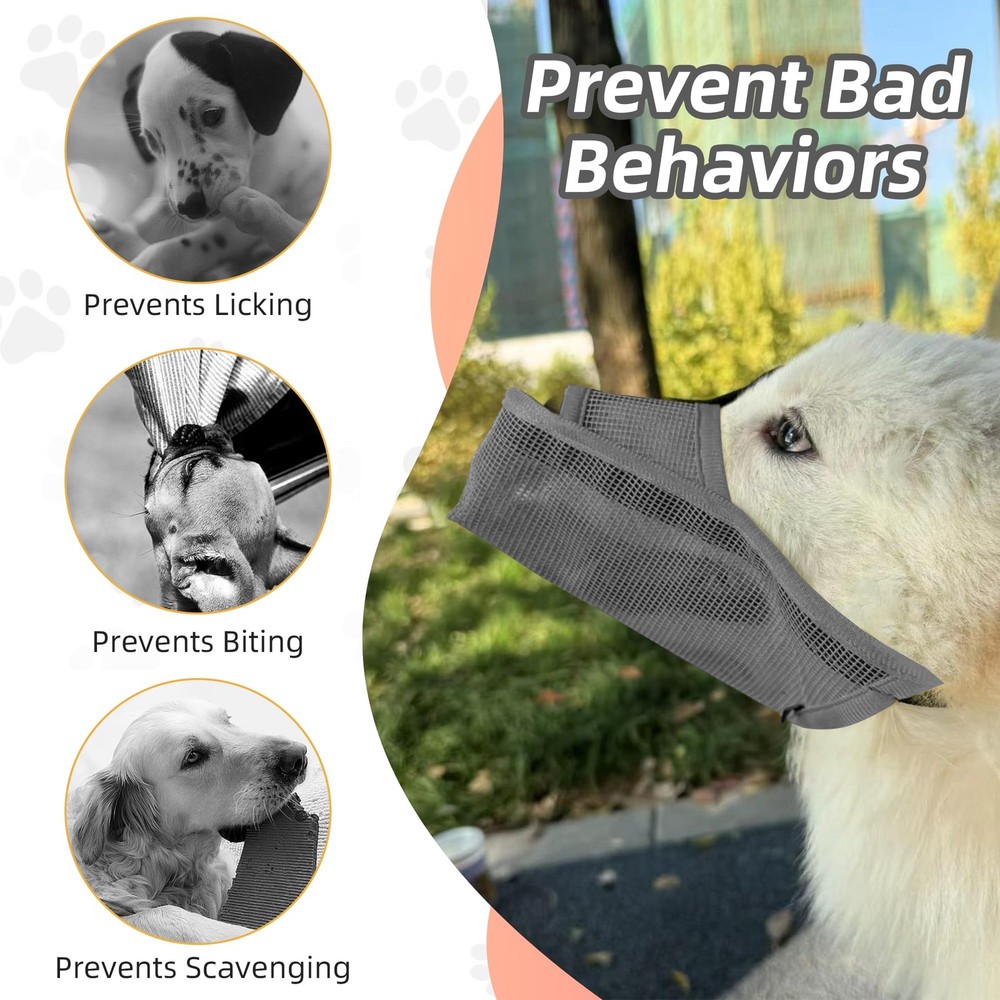 Soft Dog Muzzle for Small Medium Large Dogs Long Snout Breathable Air Mesh Dr...