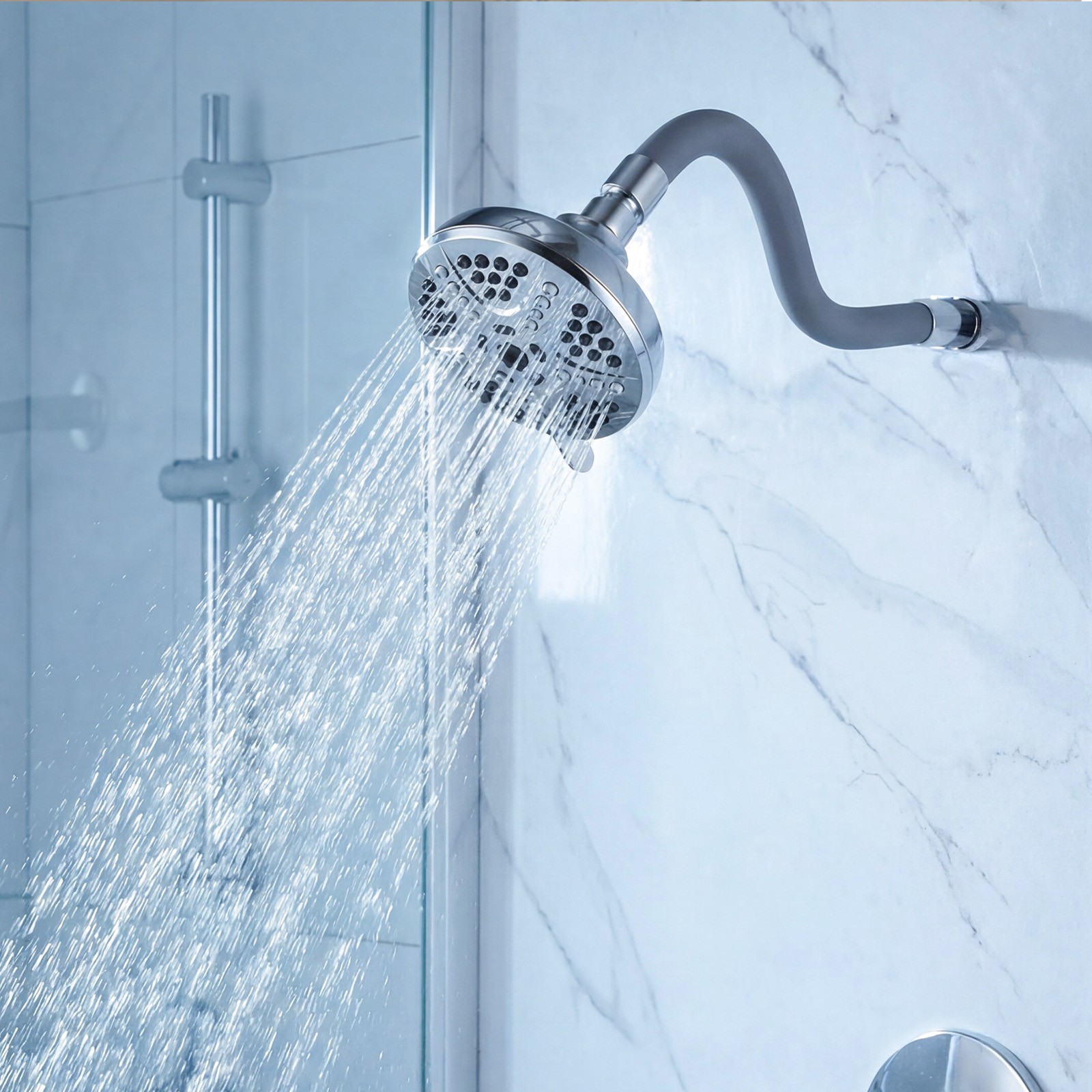 Flexible Shower Head with 18-Inch Adjustable Neck 7-Spray Modes Wall-Mounted