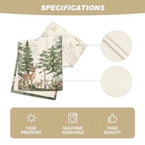 Forest Deer Bunny Spring Table Runner, Seasonal Summer Kitchen Dining Table