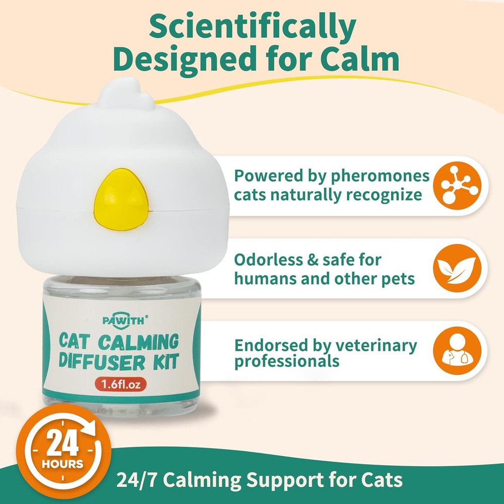 Cat Calming Diffuser with Pheromones – Cat Pheromone Diffuser for Cats, Helps Re