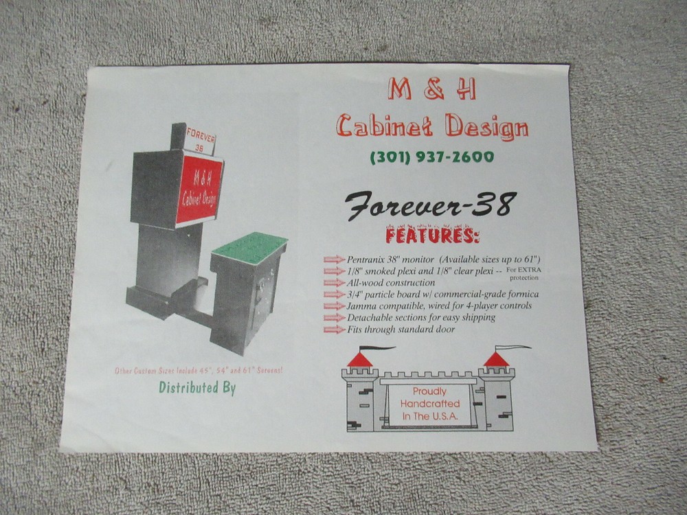 old stock FOREVER 38     ARCADE GAME  FLYER