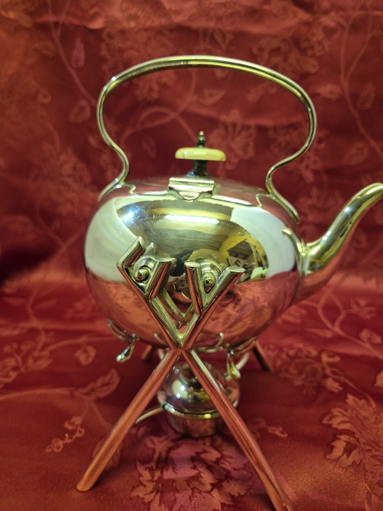 Antique Maplin And Webb Silver Plated Tilting Tea Pot On Stand With Burner.