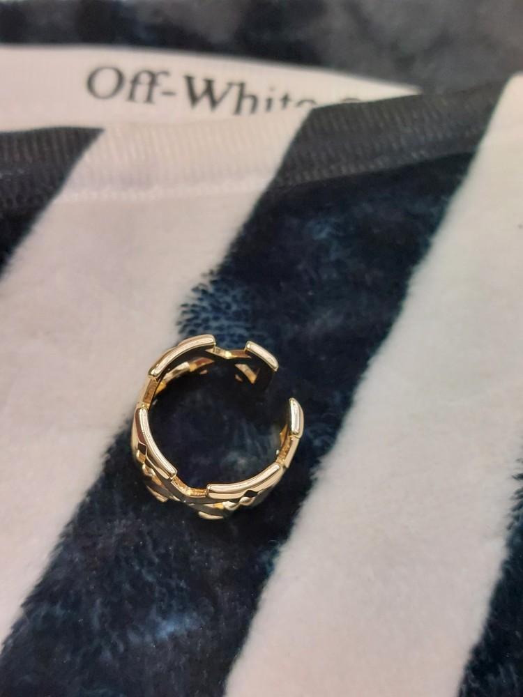 Off-White Gold Plated Arrow Logo Adjustable Ring