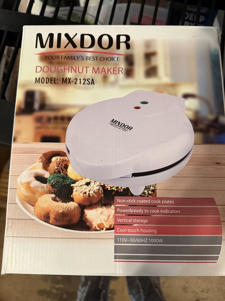 Mini Donut Maker Machine, Chef Buddy, At-Home Mini Doughnuts, White, Non-Stick