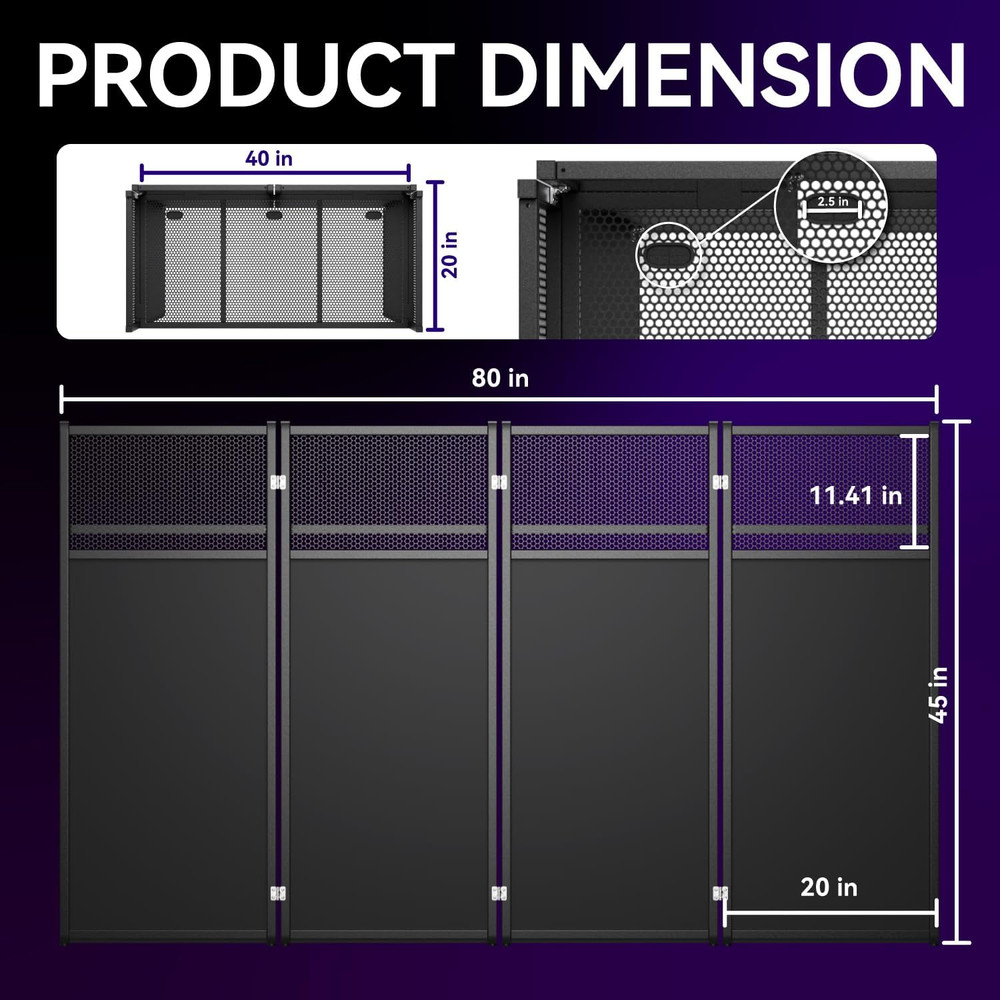 Portable DJ Booth Table,Foldable DJ Table Stand with White & Black Scrim,Adjusta