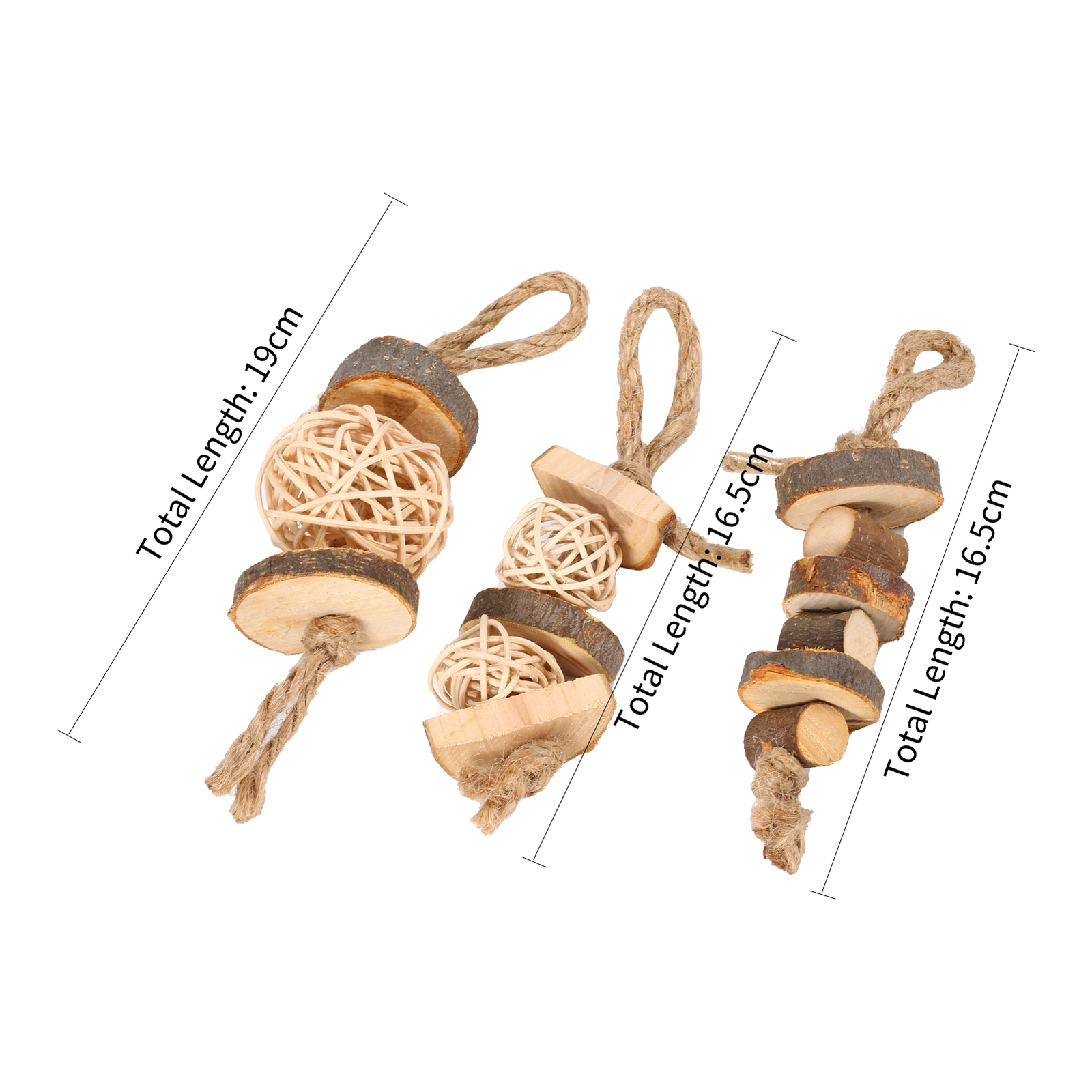 3PC Hamster Chew Toys Guinea Pig Rat Gerbil Chew Toys Accessories natural Wood