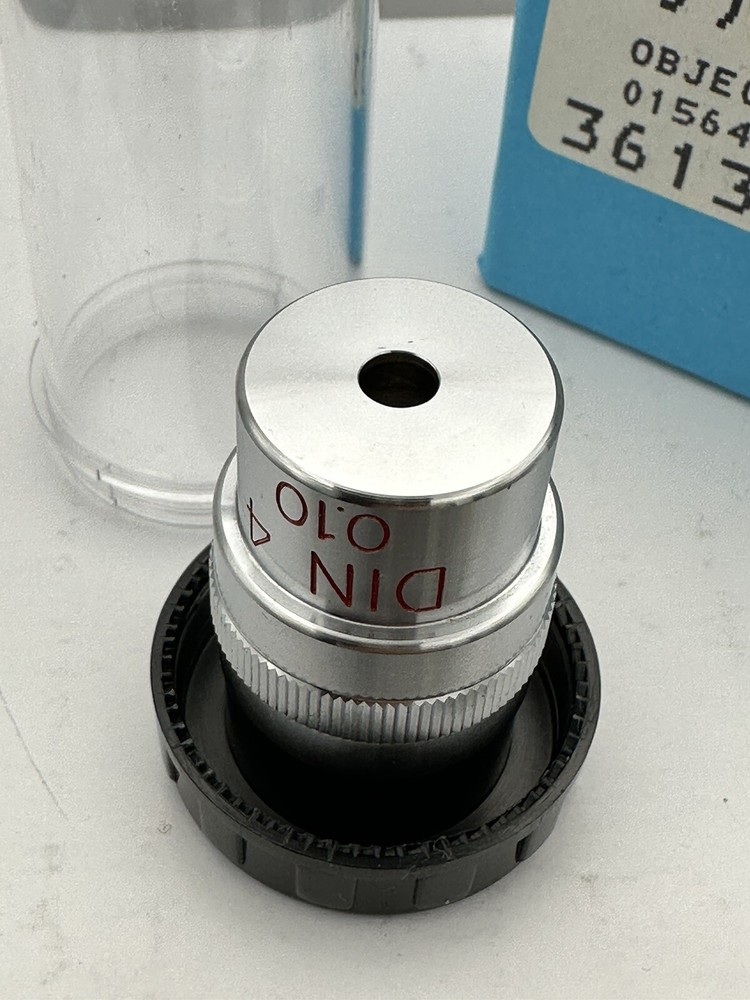 NEW Edmund DIN 4x / 0.10 NA microscope objective, NOS, generic RMS thread