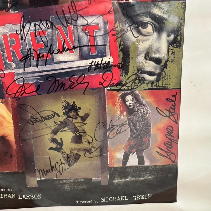 RENT Cast Signed Broadway Poster Window Card - Collectible