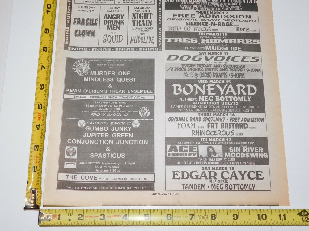 Kiss ACE FREHLEY Concert Ad Advert Rock The House NJ Mar 17 1995 Vintage Kiss C