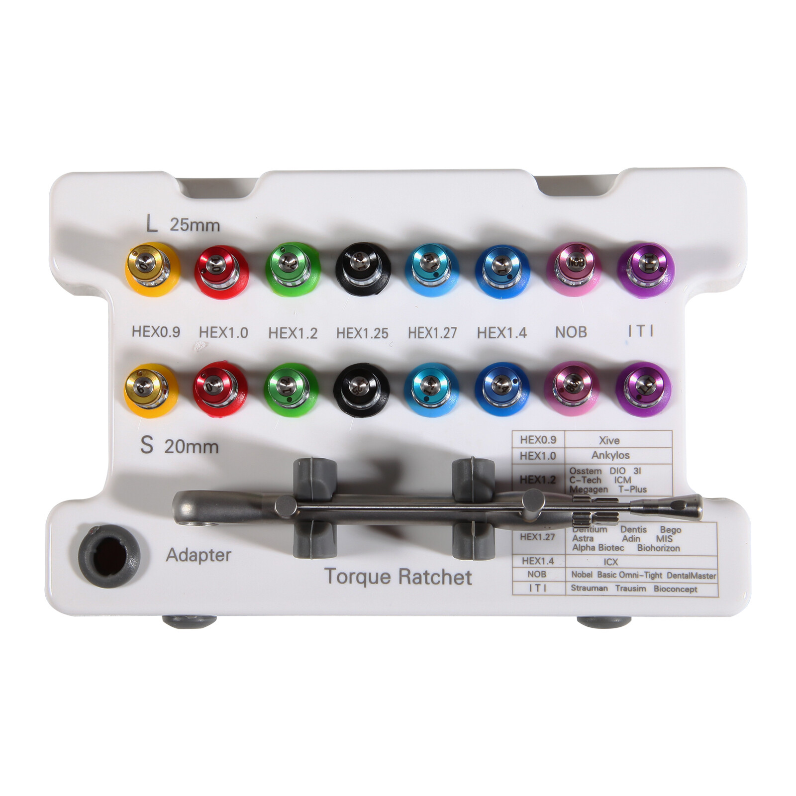 Llave dinamométrica carraca pilar implante dental 15-70 Ncm kit destornilladores