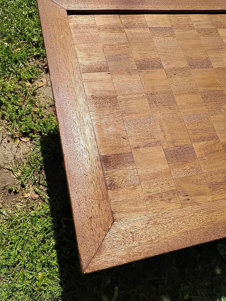 Large 19" Antique Handmade Solid Oak Chess Board