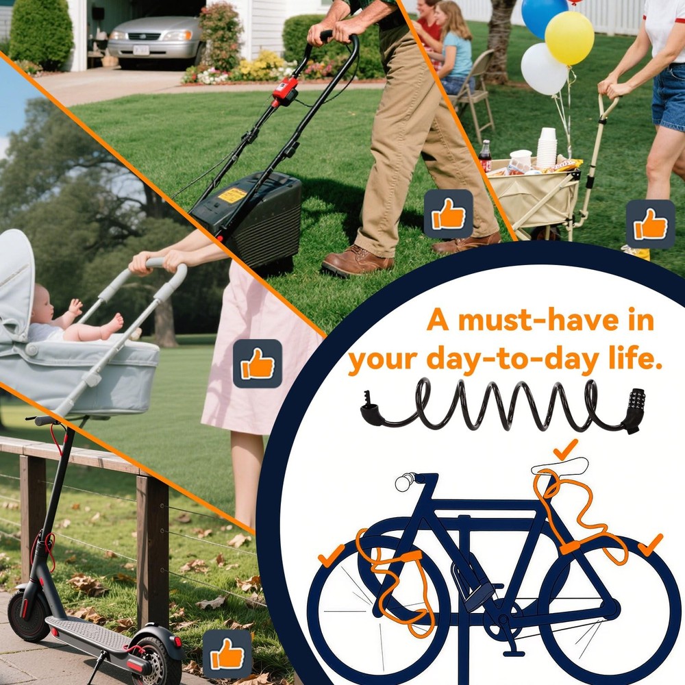 ® 2Pcs Pack 6FT Extra Long Cable Combination Bike Locks, 4 Digits Retractable...